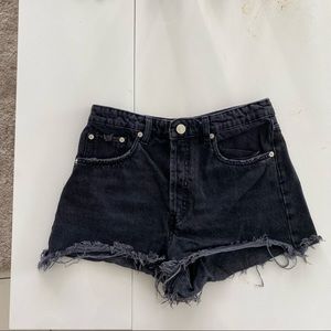 Zara High Waisted Denim Shorts Black
